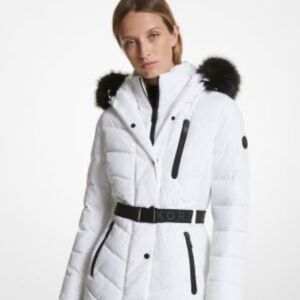 Michael Kors faux white quilted Puffer jacket NWT Xs!